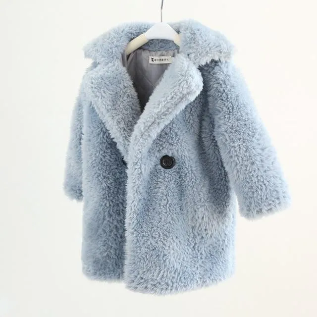 2-12 Years Children Fur Coat Baby Warm Jacket Girls Long Overcoat Winter Kids girls Casual Supplier