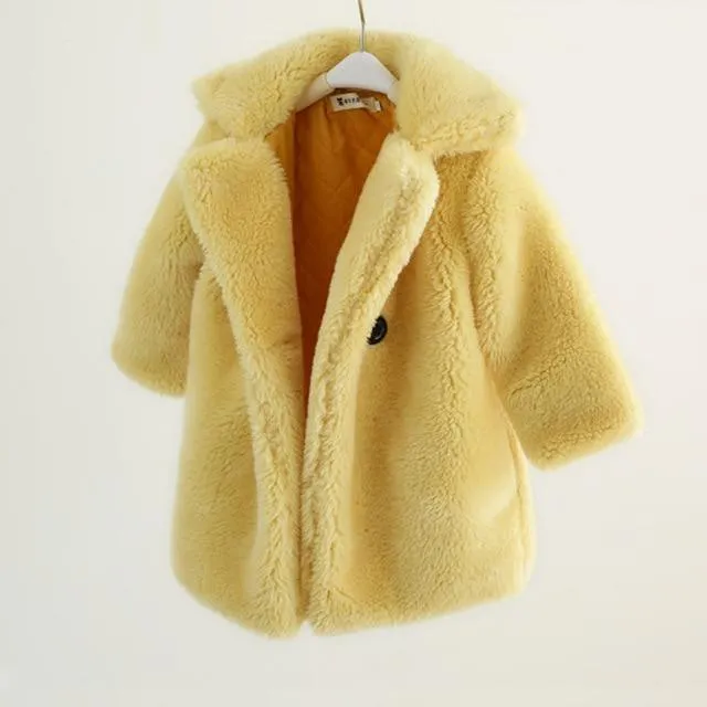 2-12 Years Children Fur Coat Baby Warm Jacket Girls Long Overcoat Winter Kids girls Casual Supplier