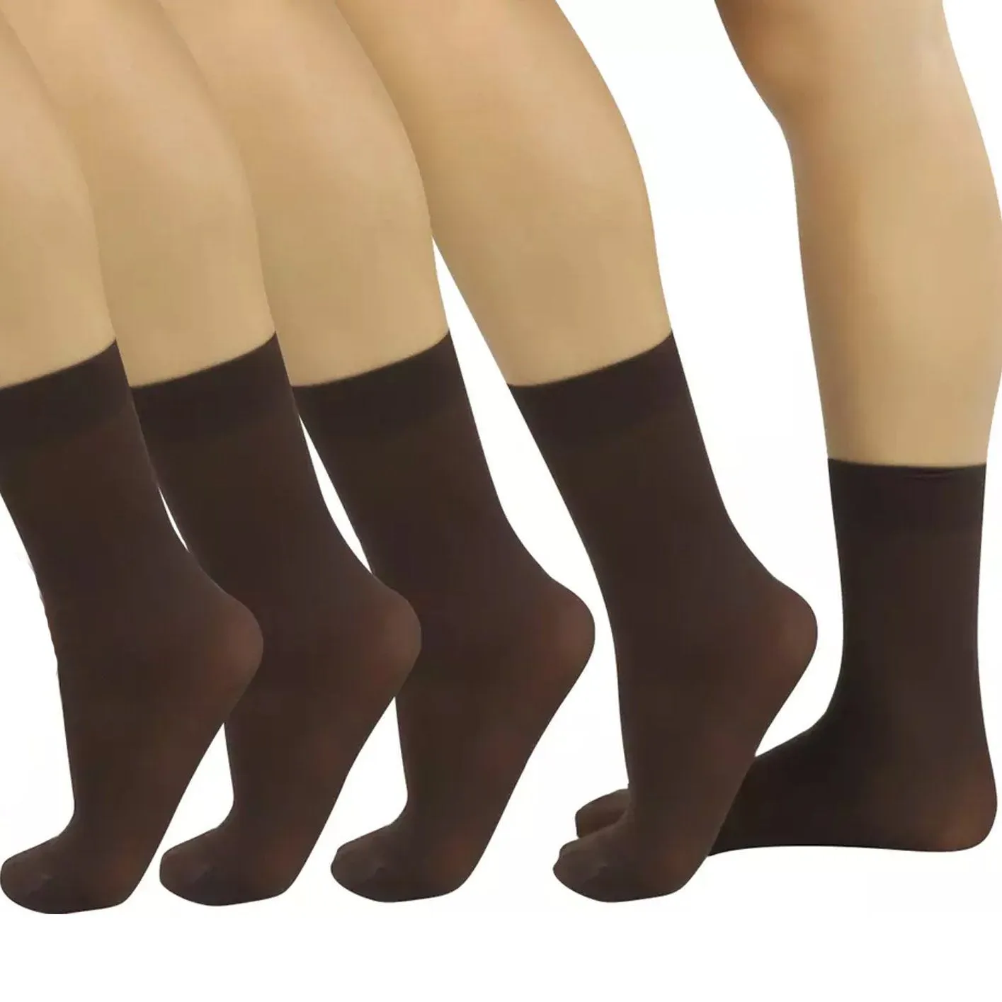 6-Pair: Ankle High Opaque Nylon Trouser Socks