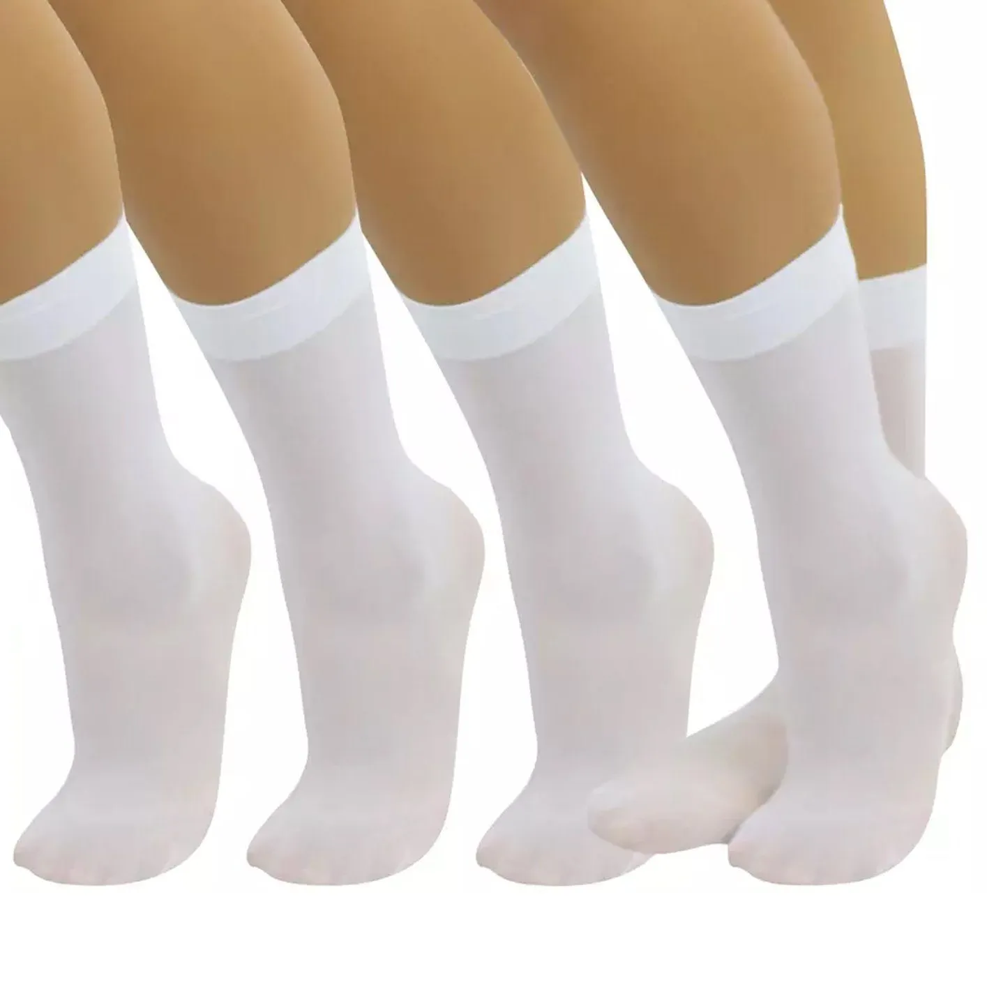 6-Pair: Ankle High Opaque Nylon Trouser Socks