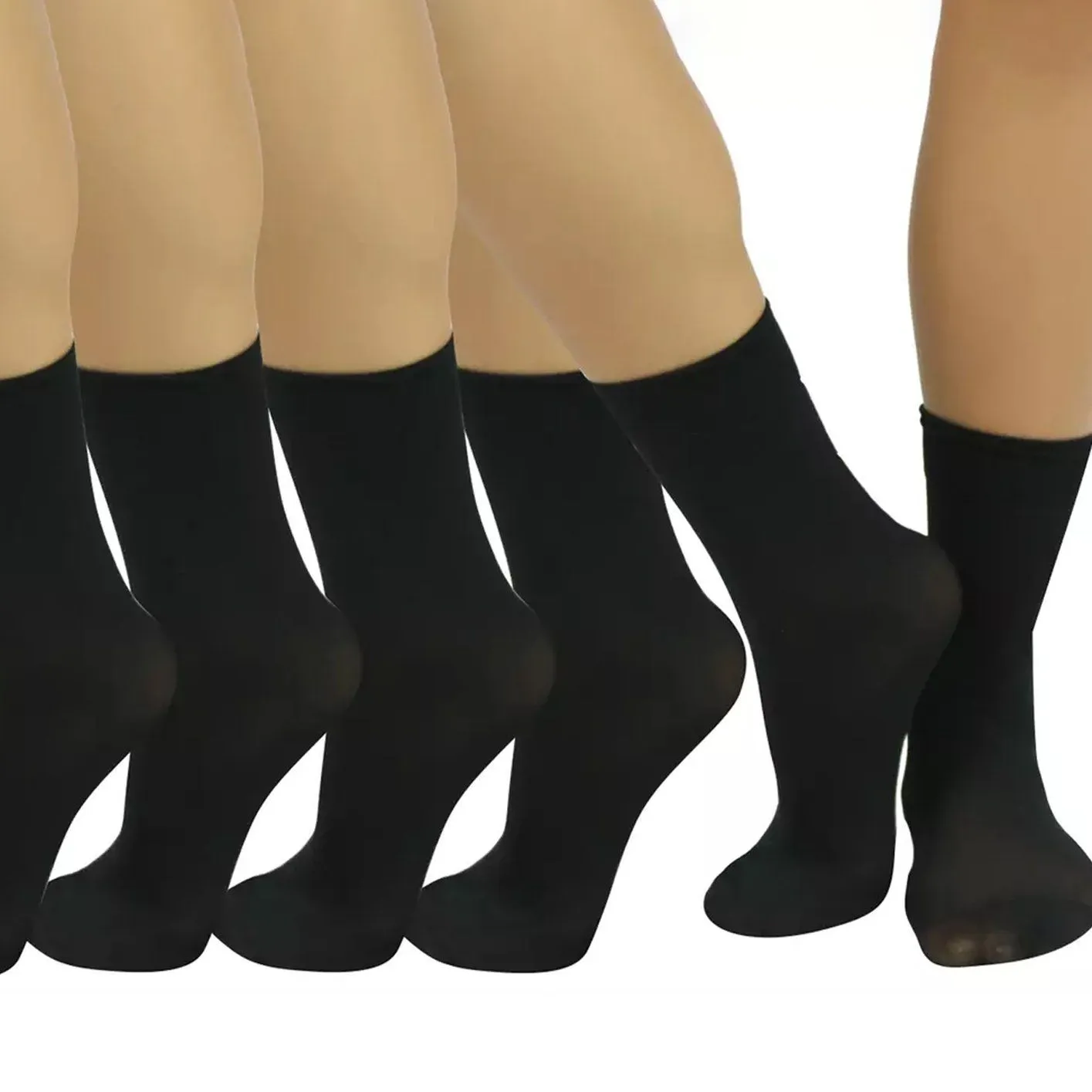 6-Pair: Ankle High Opaque Nylon Trouser Socks