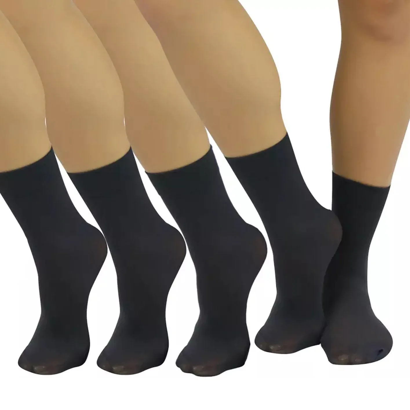 6-Pair: Ankle High Opaque Nylon Trouser Socks