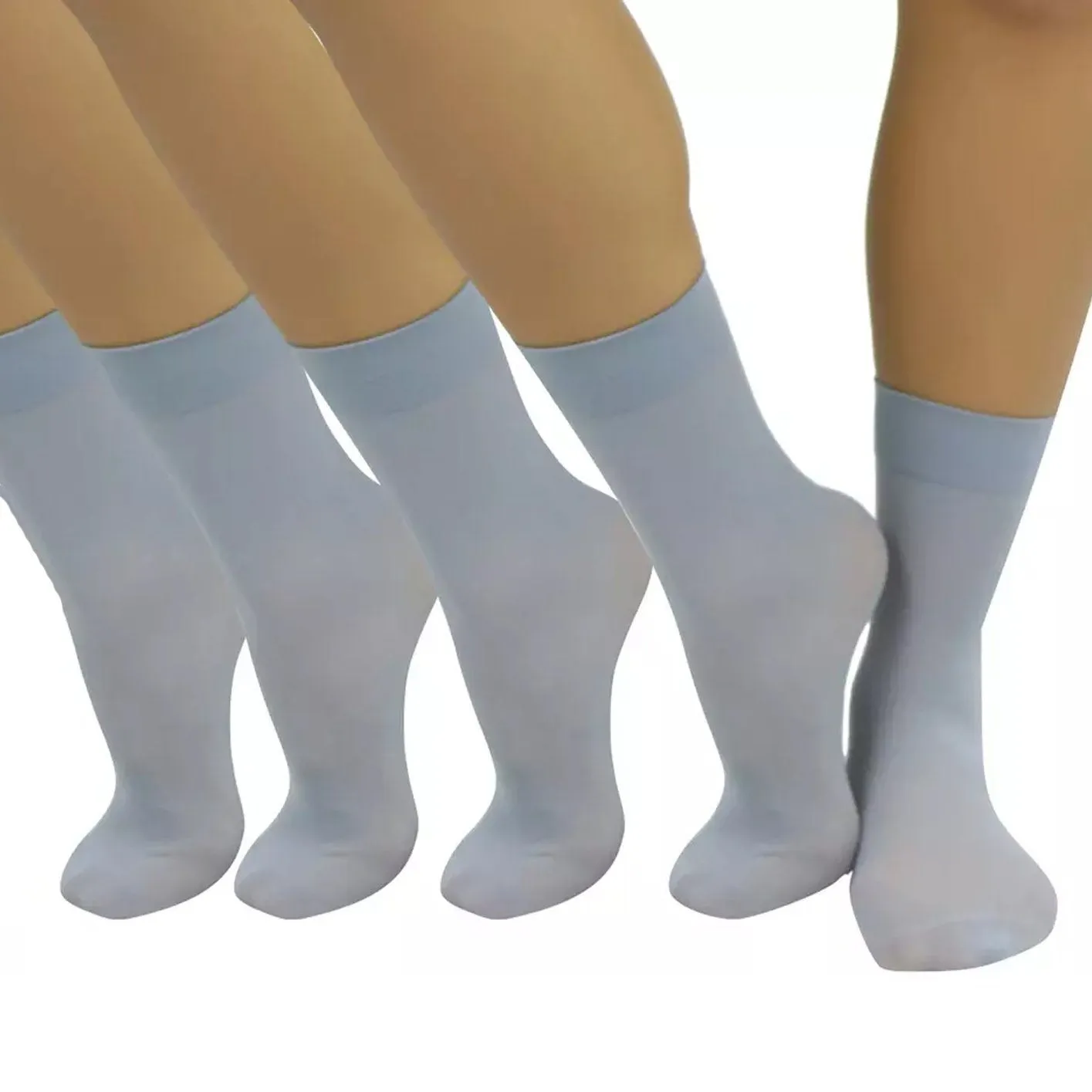 6-Pair: Ankle High Opaque Nylon Trouser Socks