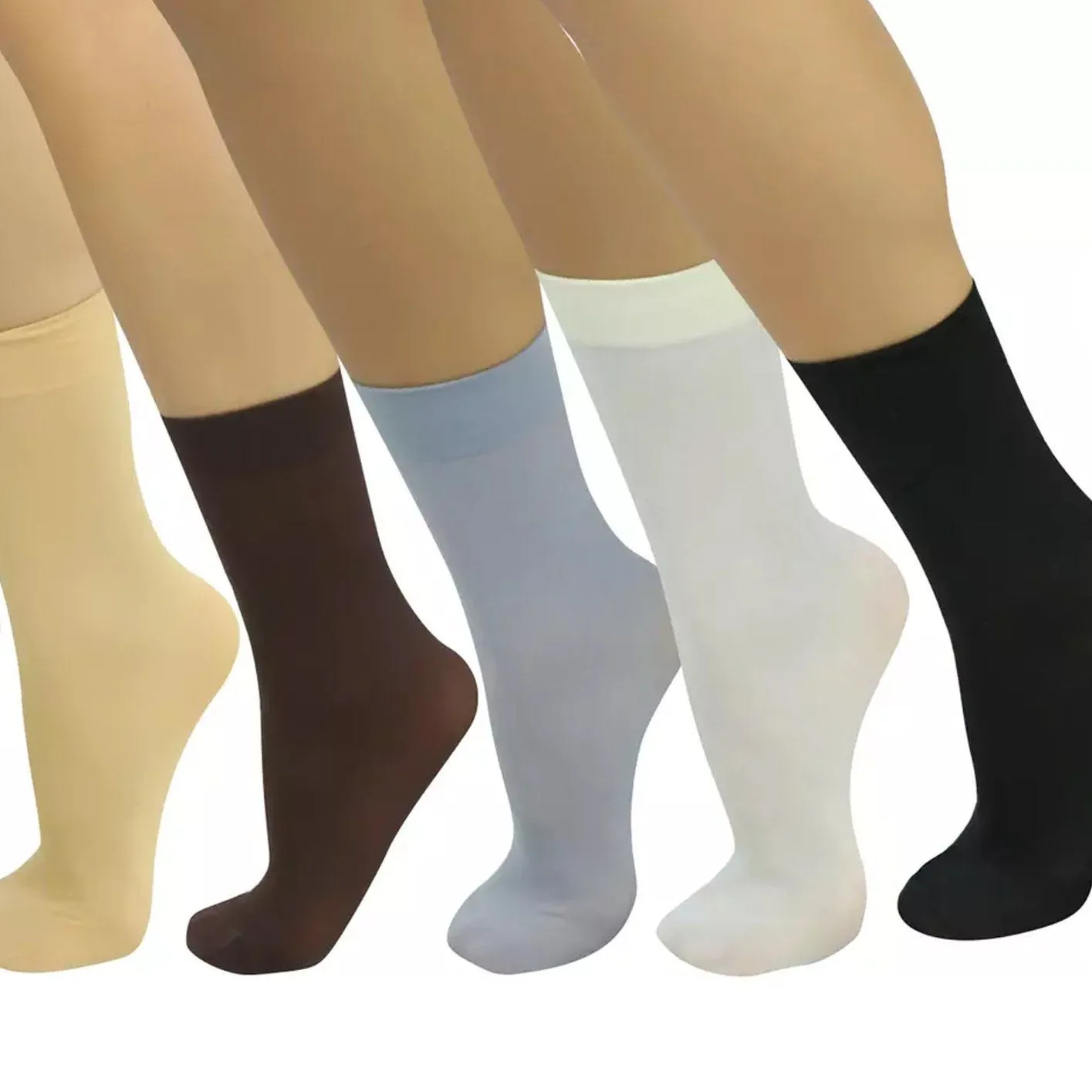 6-Pair: Ankle High Opaque Nylon Trouser Socks