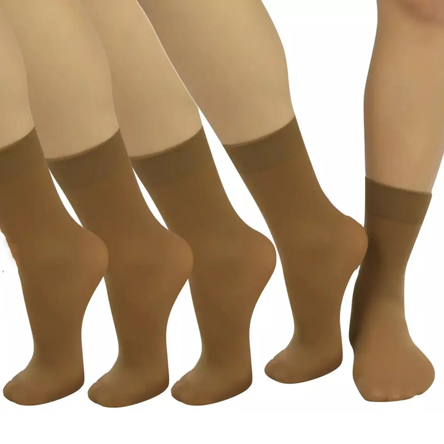 6-Pair: Ankle High Opaque Nylon Trouser Socks