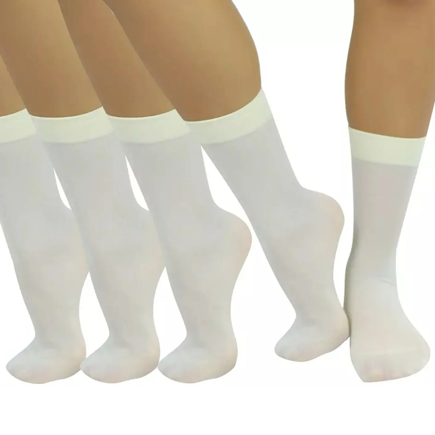 6-Pair: Ankle High Opaque Nylon Trouser Socks