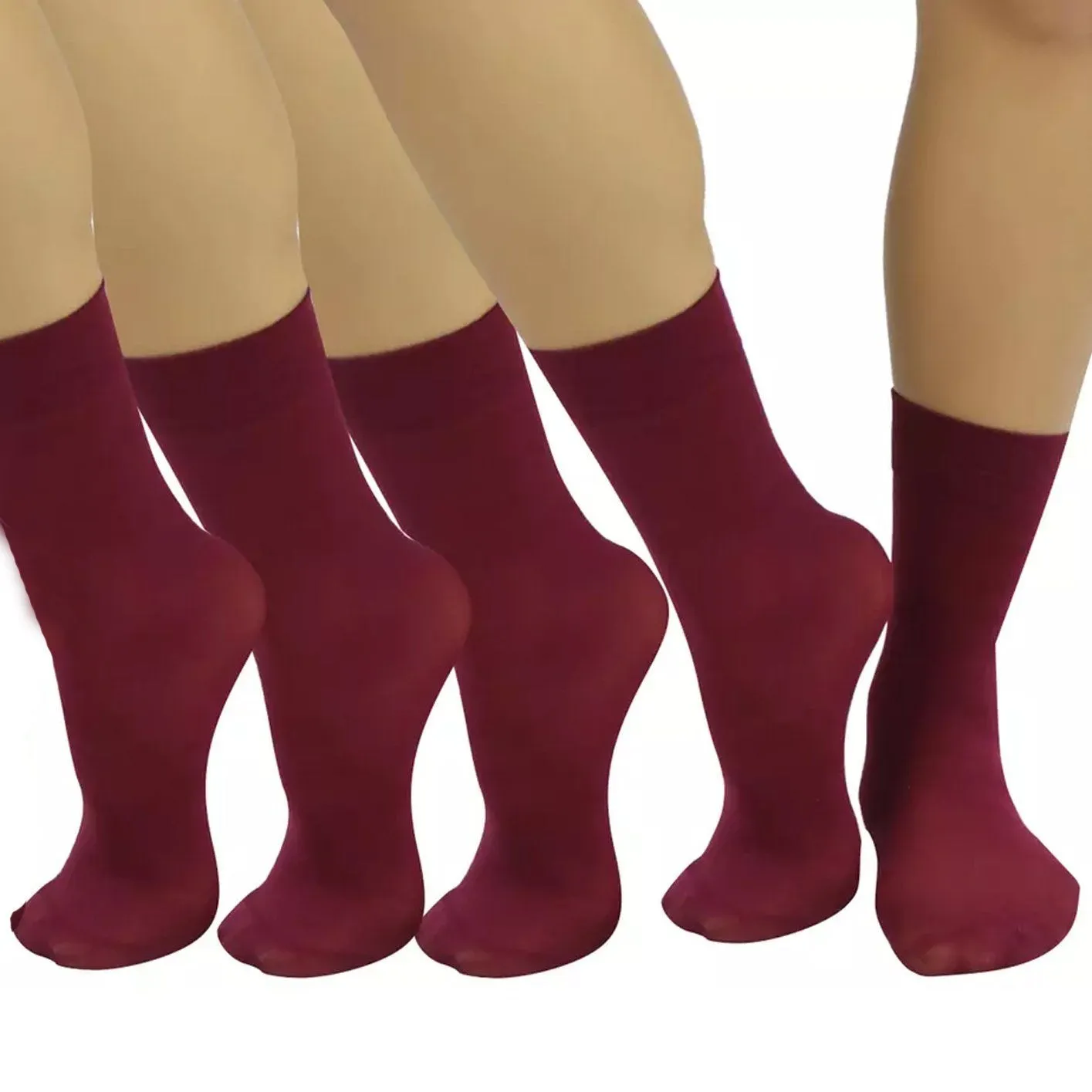 6-Pair: Ankle High Opaque Nylon Trouser Socks