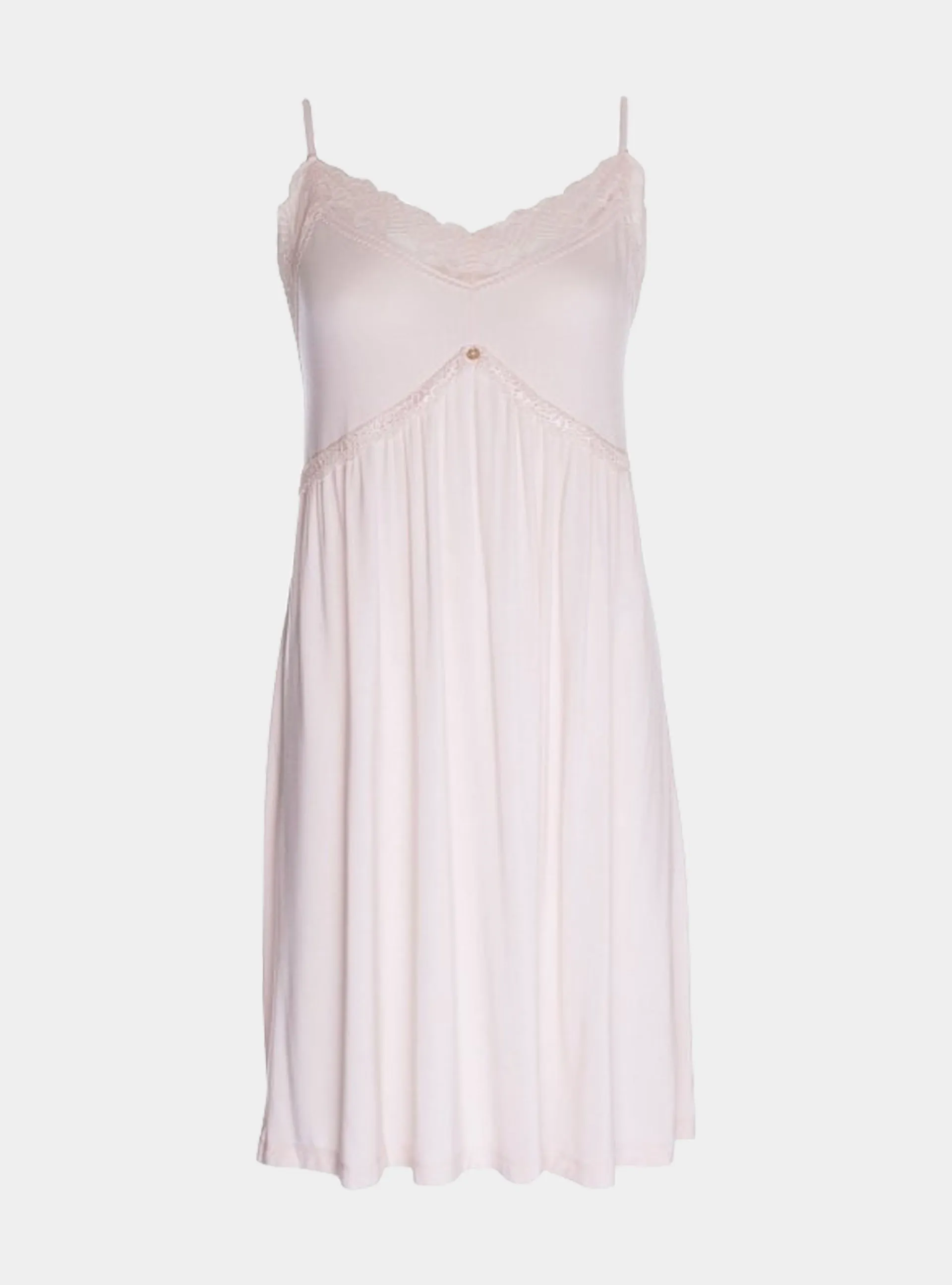 Bamboo Lace Chemise Nightdress in Powder Puff