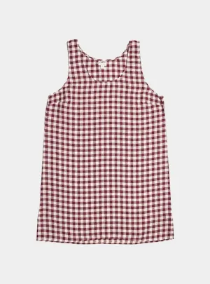 Berry Gingham Linen Nightdress