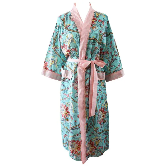 Blue Orchid Print Dressing Gown