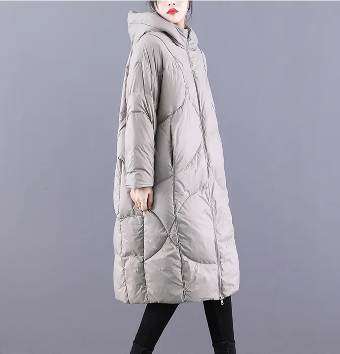 Casual Long Puffer Coat,Hooded Winter Women Down Jacket 2233