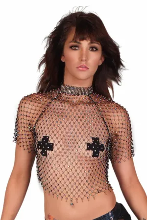 Crochet Top With Rhinestone