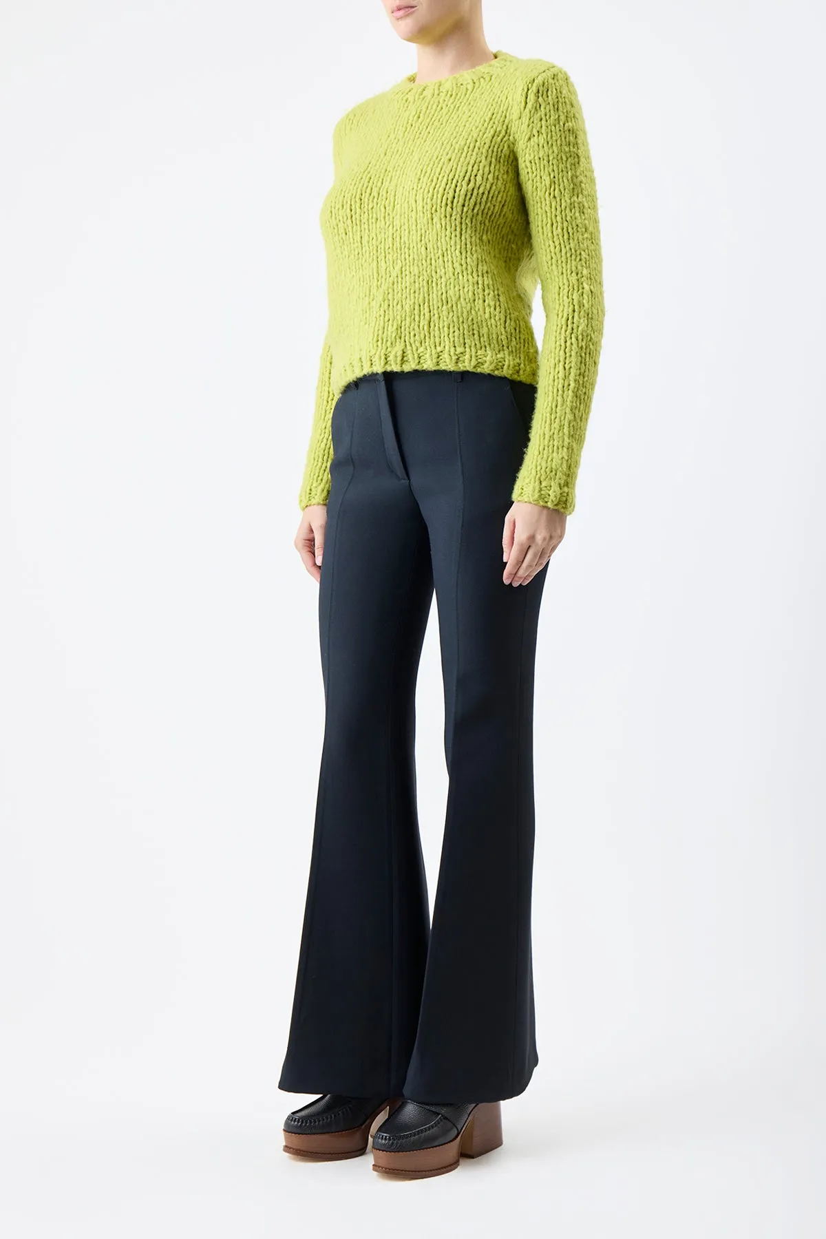 Dalton Knit Sweater in Lime Adamite Welfat Cashmere