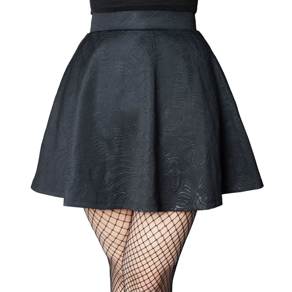 Death Repeat Embossed Skater Skirt