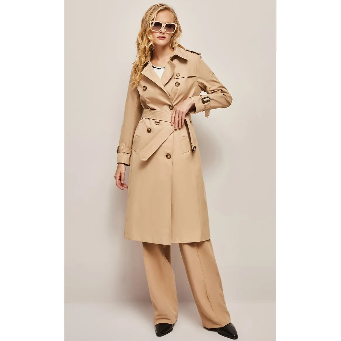 Double Breasted Cotton Trench Coat