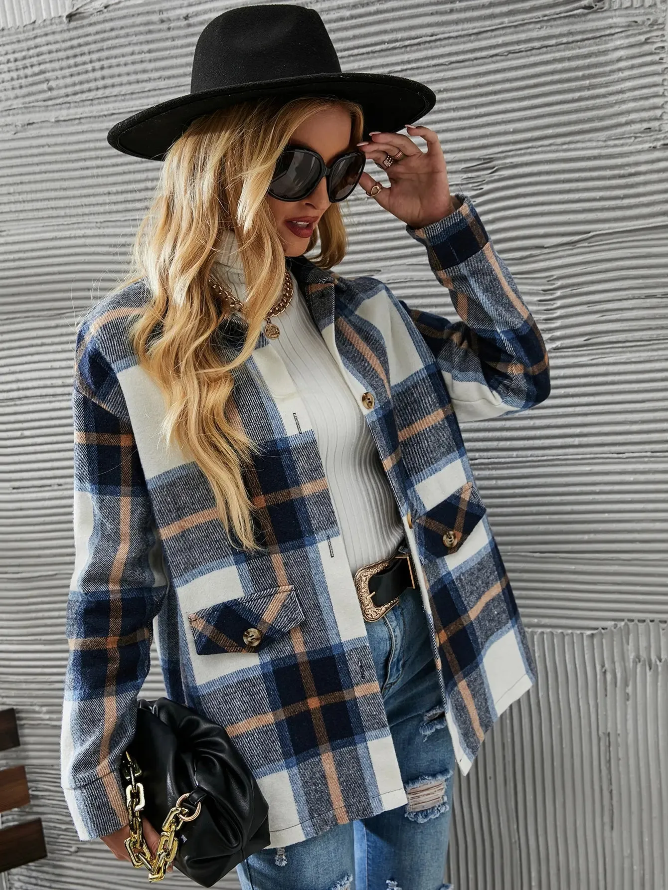 European American Cross-border Fashionable Elegant Plaid Printed Stylish Coat