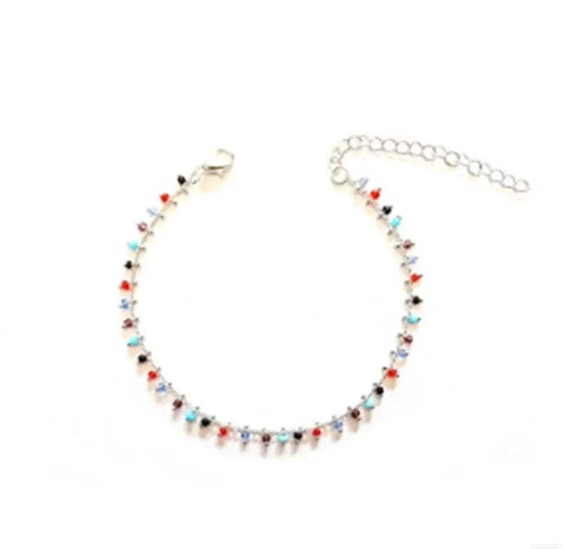 Fashionable And Simple Colorful Crystal Anklet