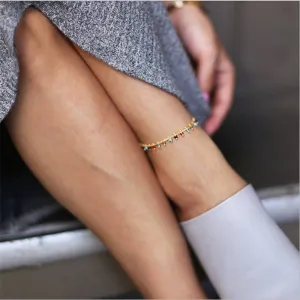 Fashionable And Simple Colorful Crystal Anklet