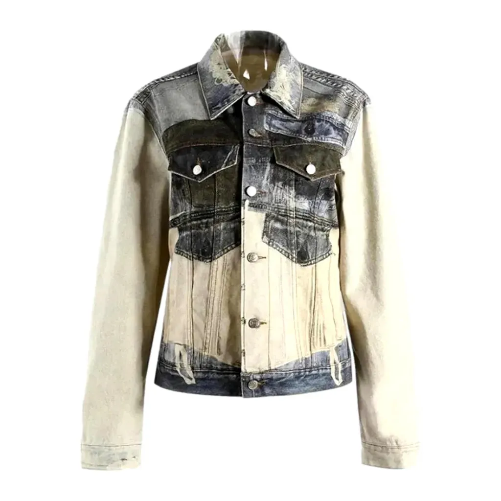 Fashionable oversized painted women's jean jacket