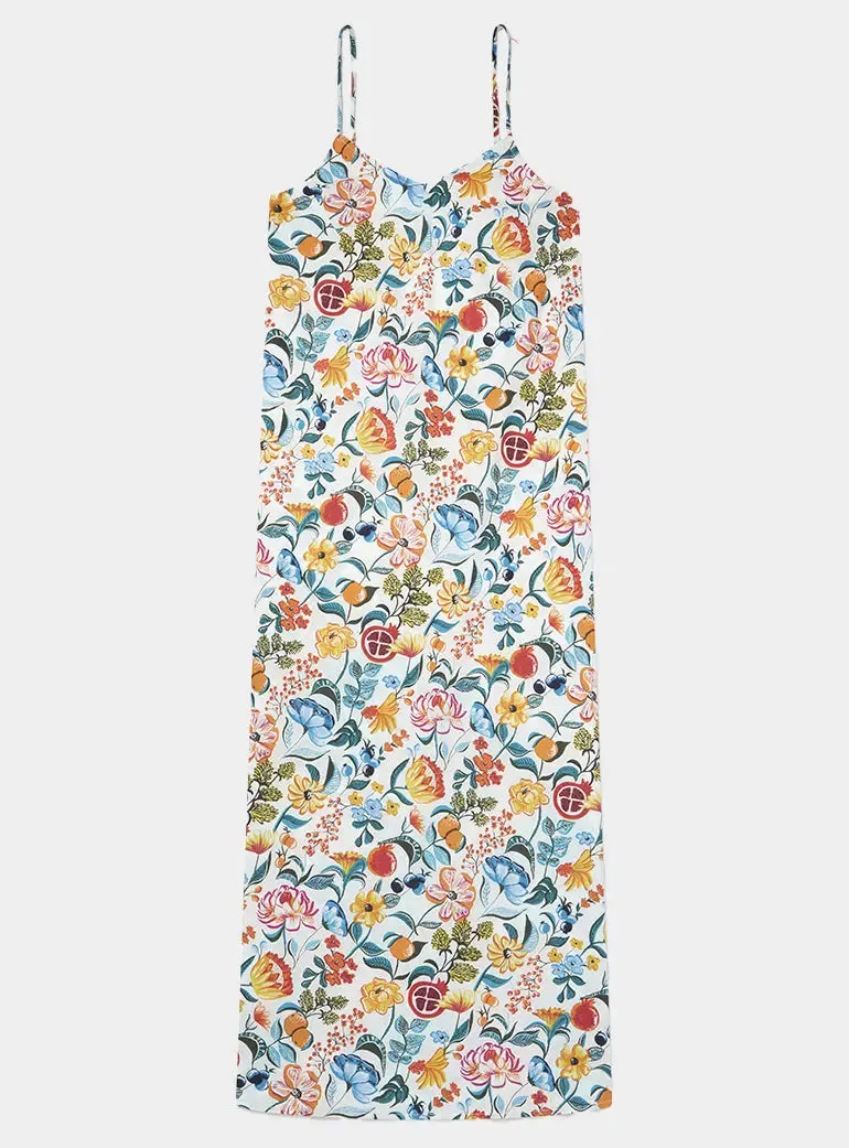 Florals on White Women's Slip Organic Cotton Nightdress