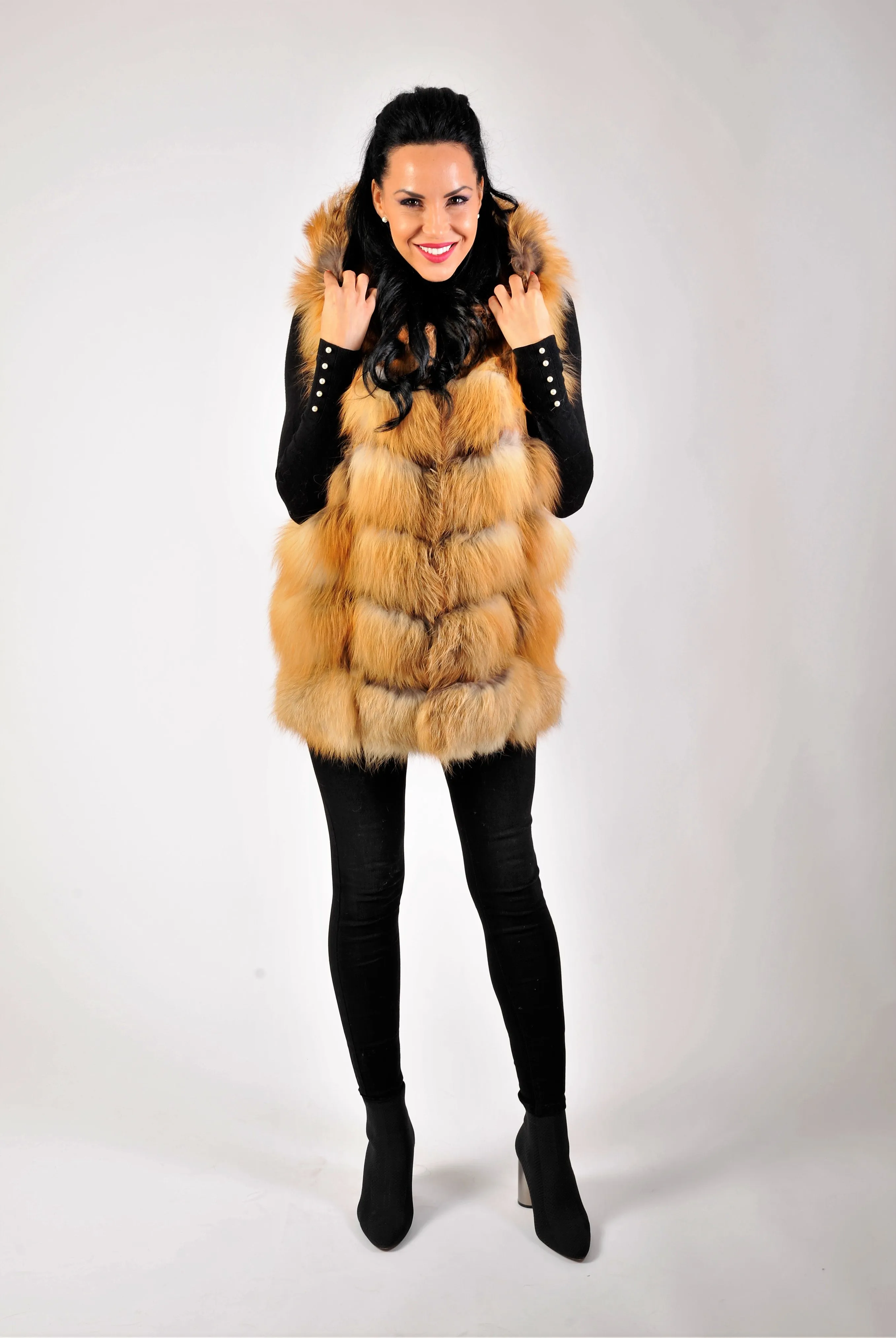 Gold Style Vest Outfit Fur Leather Jacket