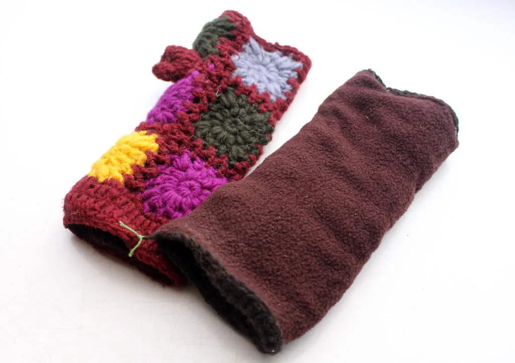 Gorgeous Maroon Yellow and Brown Color Finger less Gloves/Hand Warmers