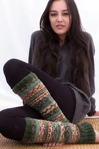 Green Woolen Knee High Legwarmers