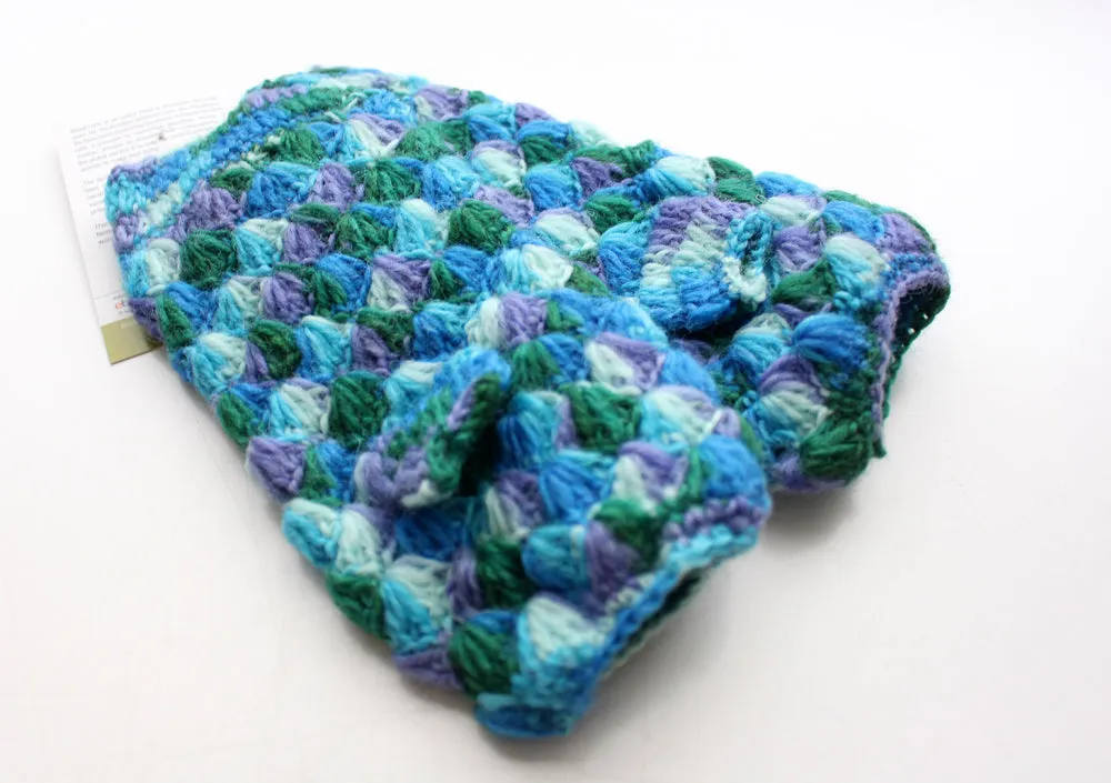 Handknit Blue and Green Multicolor Woolen Handwarmer