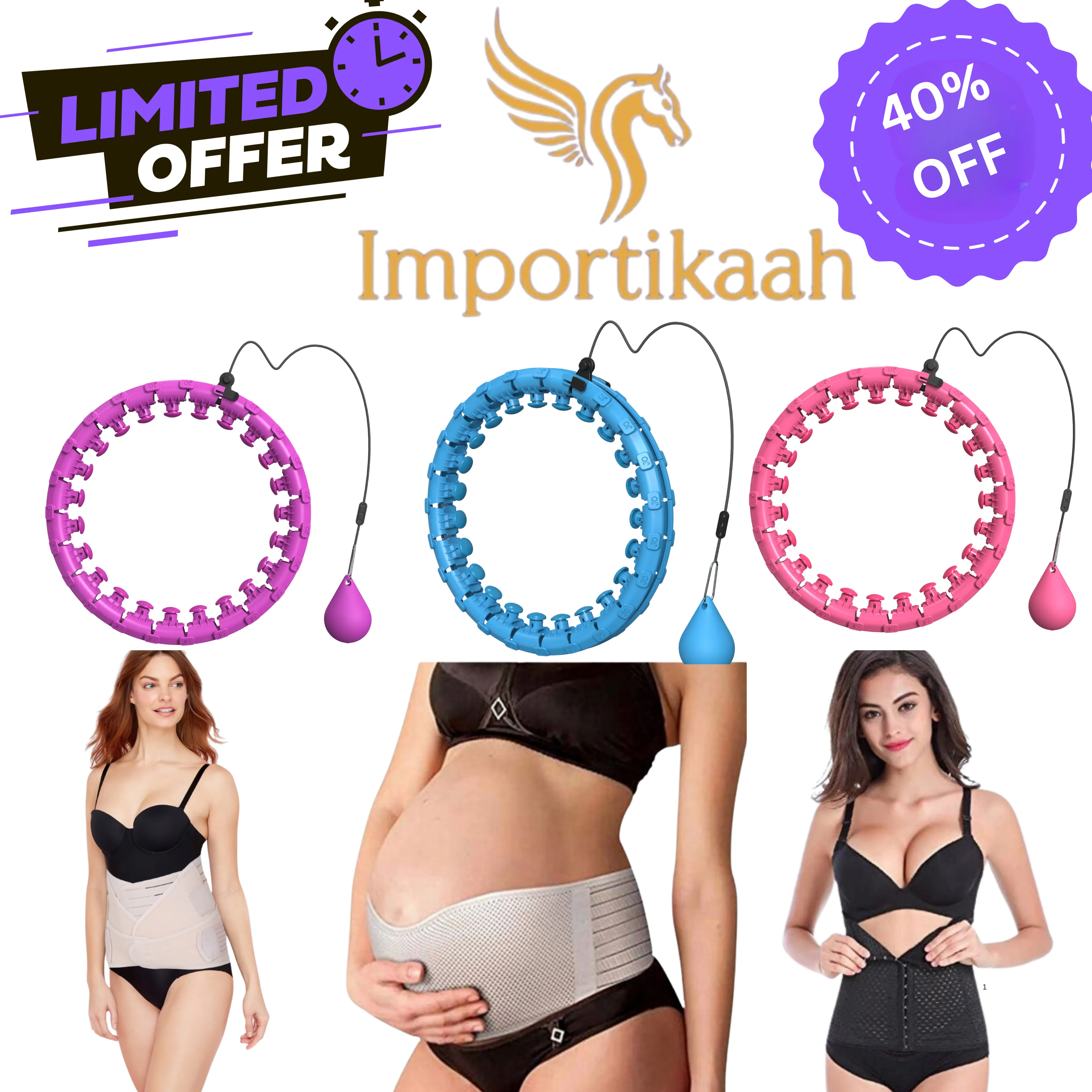 Importikaah Pregnancy & Postpartum Belt Bundle   Waist Shapewear   Hula Hoop: Big Savings