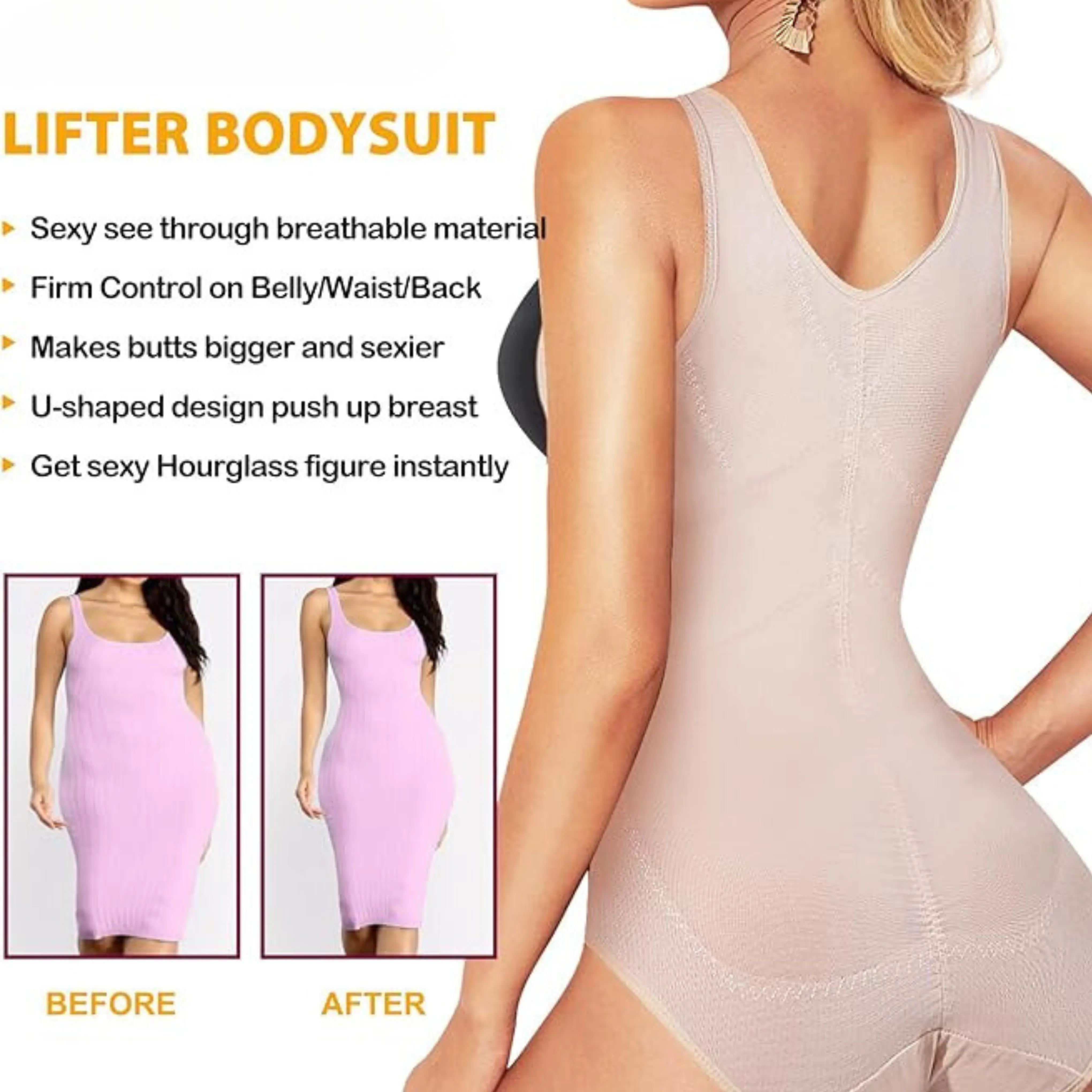 Importikaah Shapewear Bodysuit for Women Tummy Control Butt Lifter Panty Hi-Waist Trainer Stomach Body Shaper Slimming Girdles