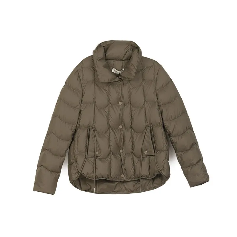 Khaki Grey Short Winter Down Jacket