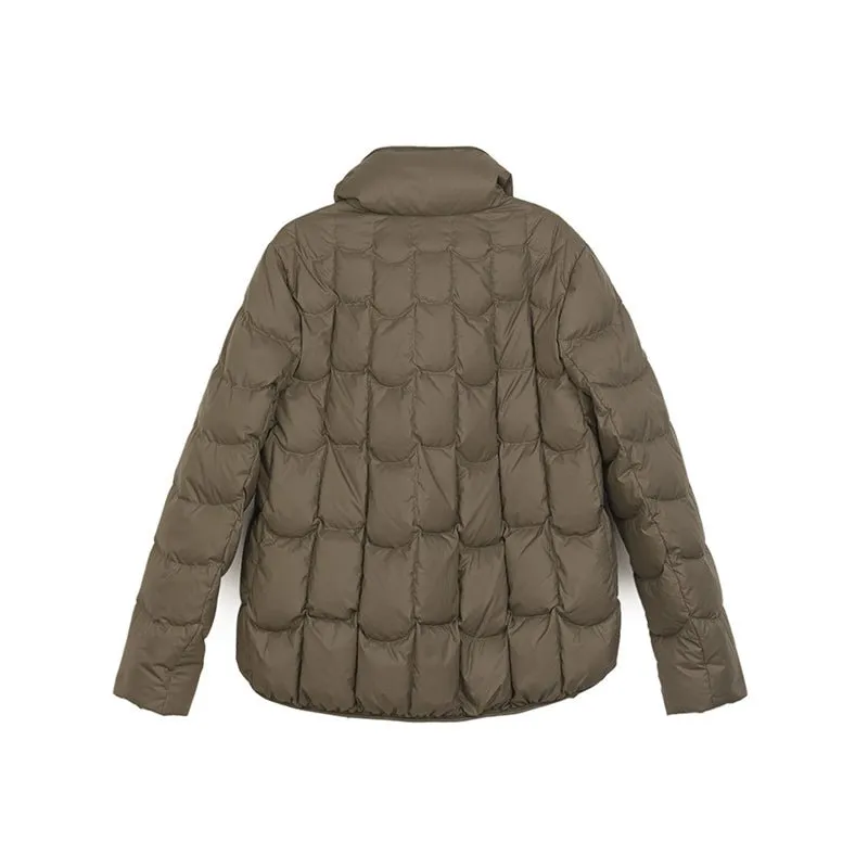 Khaki Grey Short Winter Down Jacket