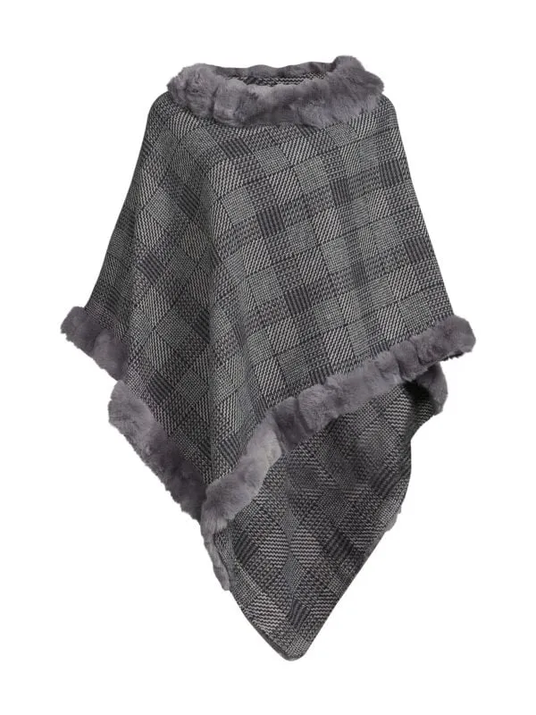 La Fiorentina Gray Faux Fur Poncho