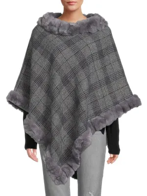 La Fiorentina Gray Faux Fur Poncho