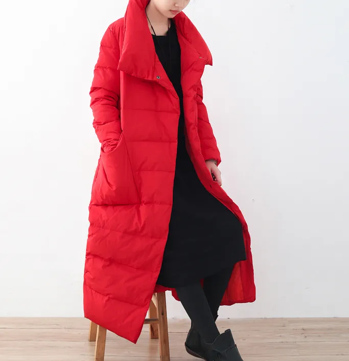 Large Pockets Long Loose Winter Women Down Jacket AMT1008