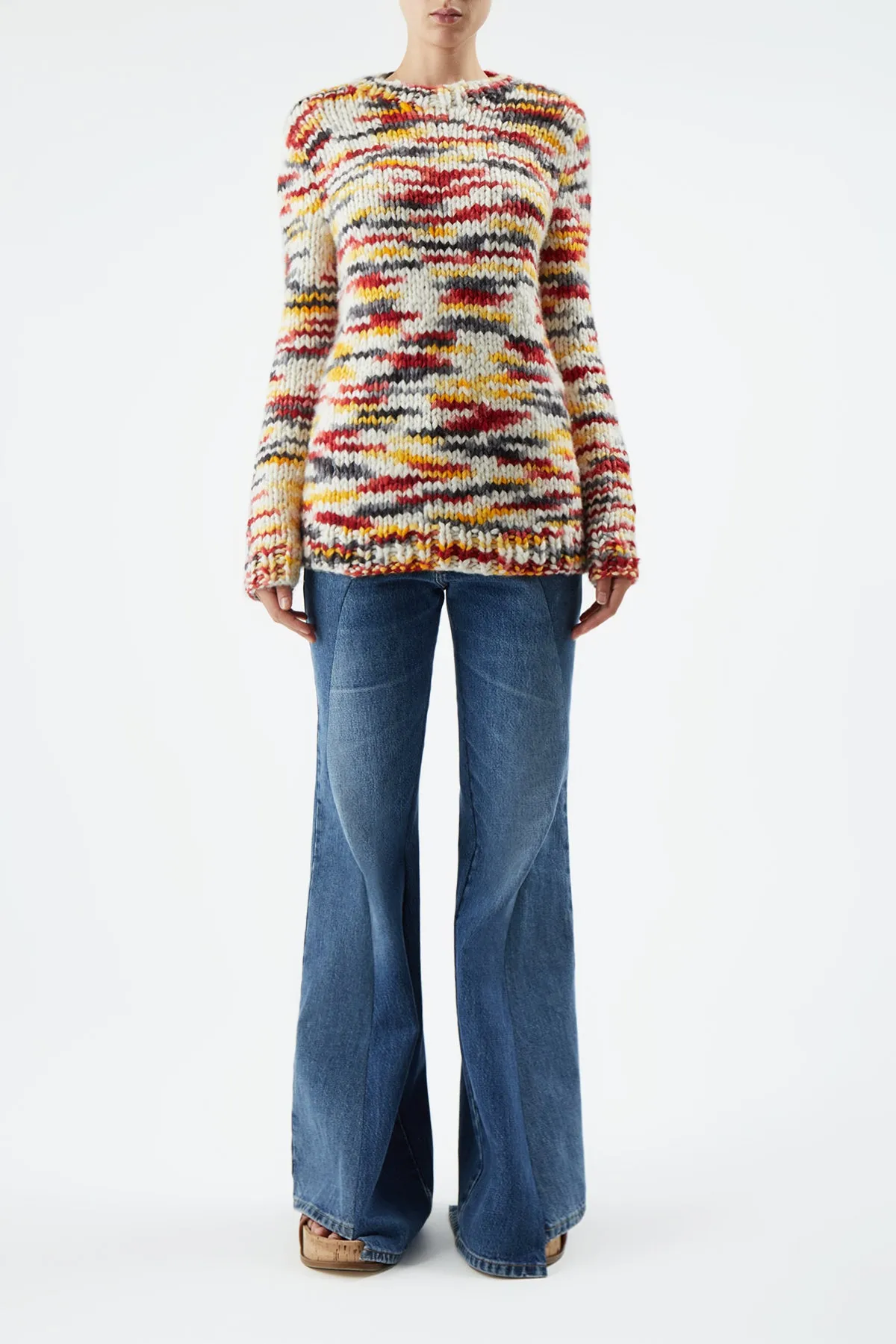 Lawrence Knit Sweater in Space Dye Fire Multi Welfat Cashmere