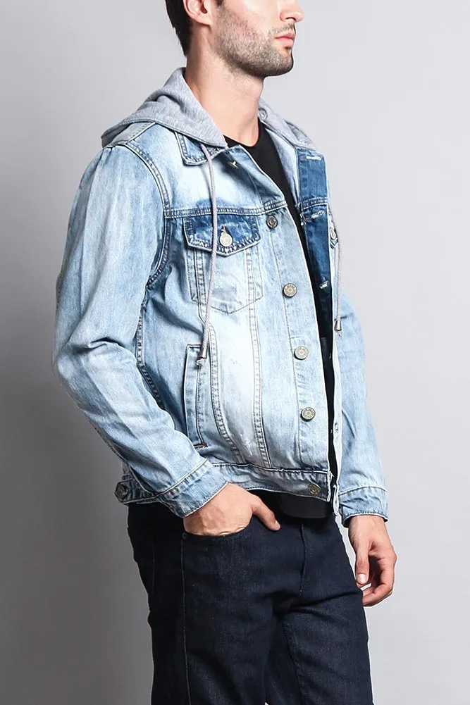 Layered Hooded Denim Jacket