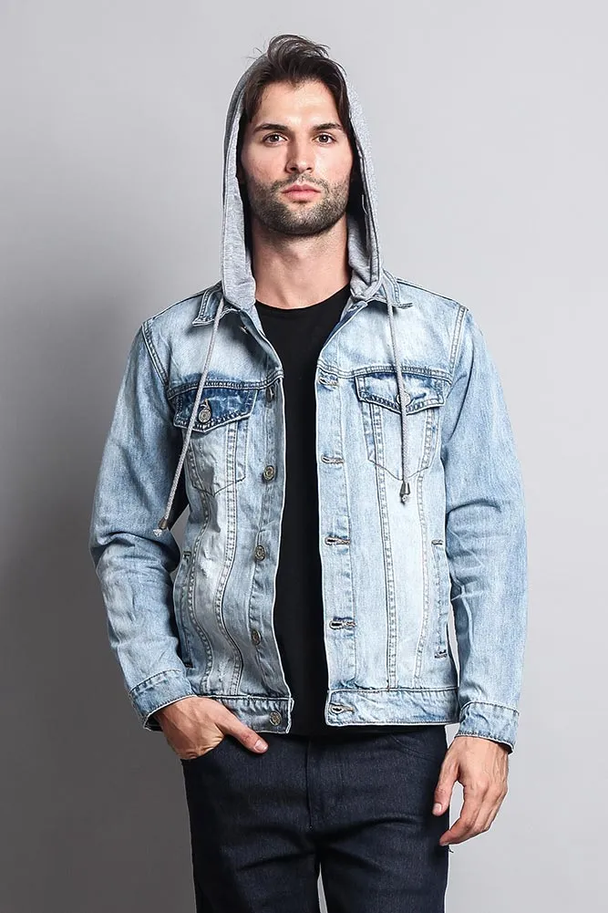 Layered Hooded Denim Jacket