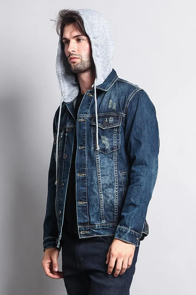 Layered Hooded Denim Jacket