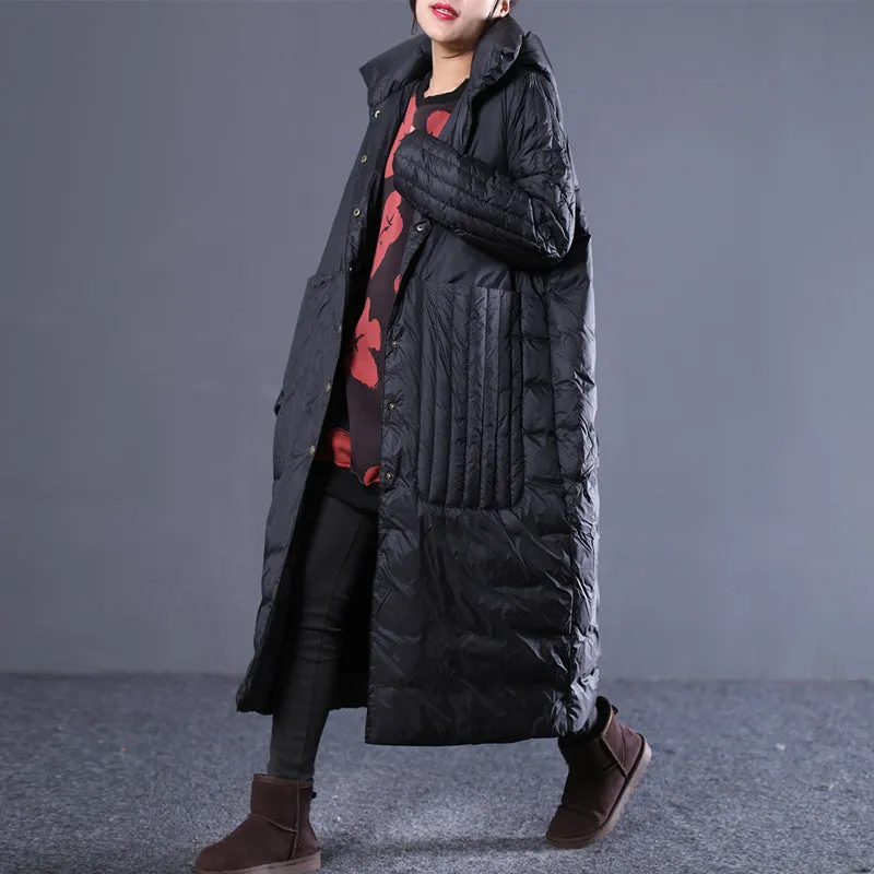 Loose Large Pocket Casual long Hooded  Large Pocket Down Jacket