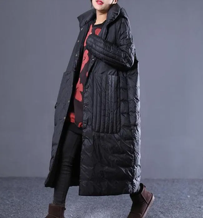 Loose Large Pocket Casual long Hooded  Large Pocket Down Jacket