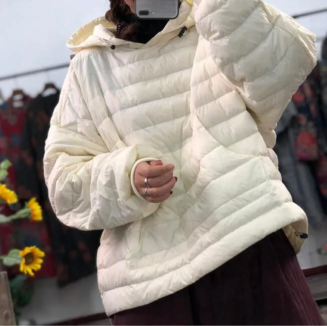 Loose Style Warm Winter Puffer Coat Jacket Hooded Women Thick Down Top Coats 23002