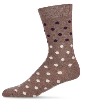 Men's Cashmere Two Tone Polka Dot Crew Socks -Hemp