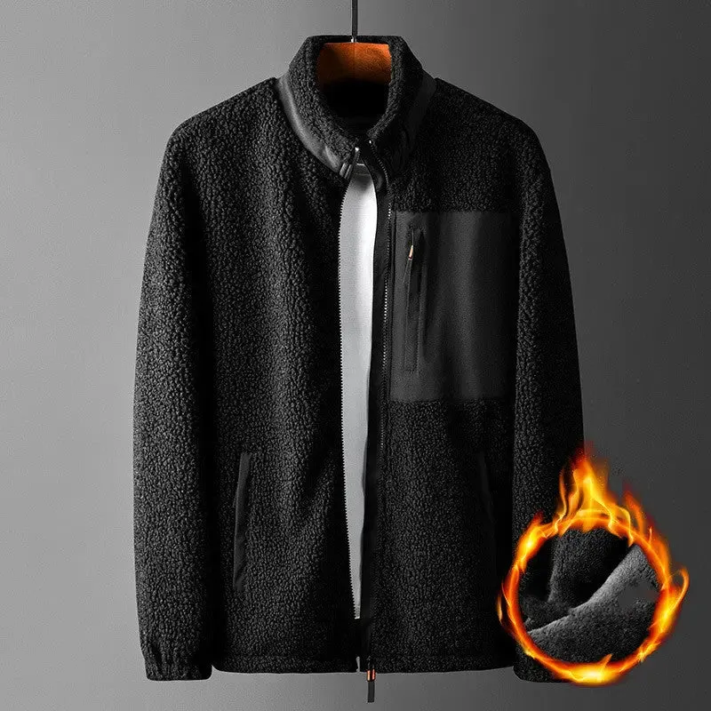 Men's Loose Stand Collar Lamb Fleece Jacket