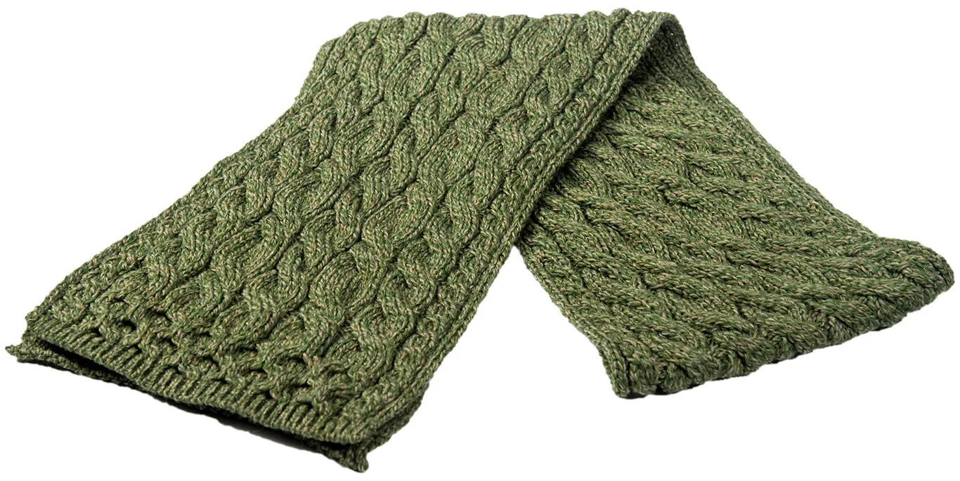 Merino Wool Long Cable Knit Scarf by Aran Mills - 4 Colours