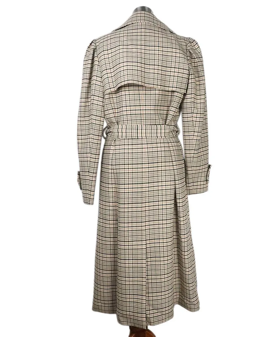 Michael Kors Beige Plaid Trenchcoat sz 10