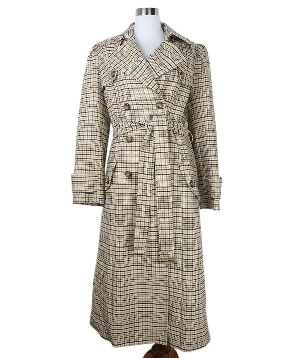 Michael Kors Beige Plaid Trenchcoat sz 10