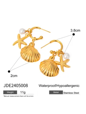 New ocean series accessories fashionable and versatile starfish shell pearl earrings