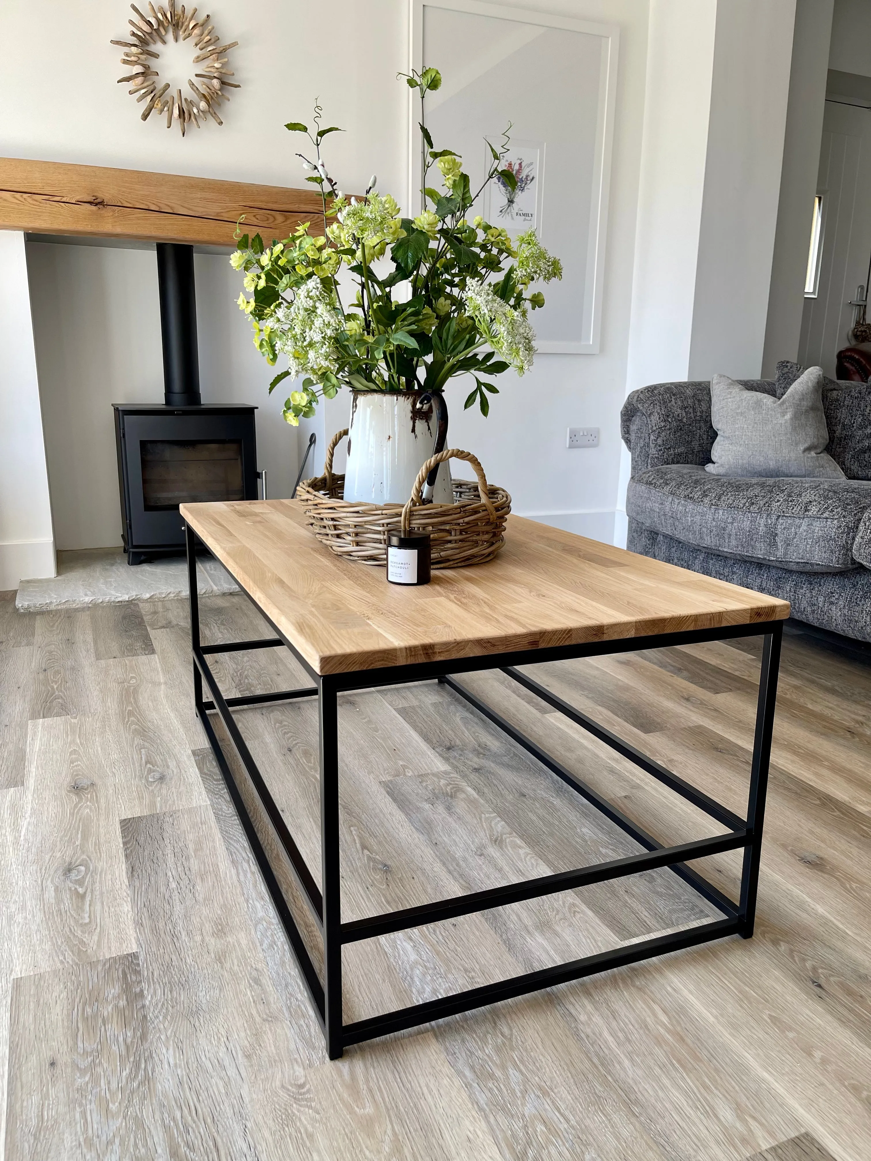 Oak Metal Coffee Table