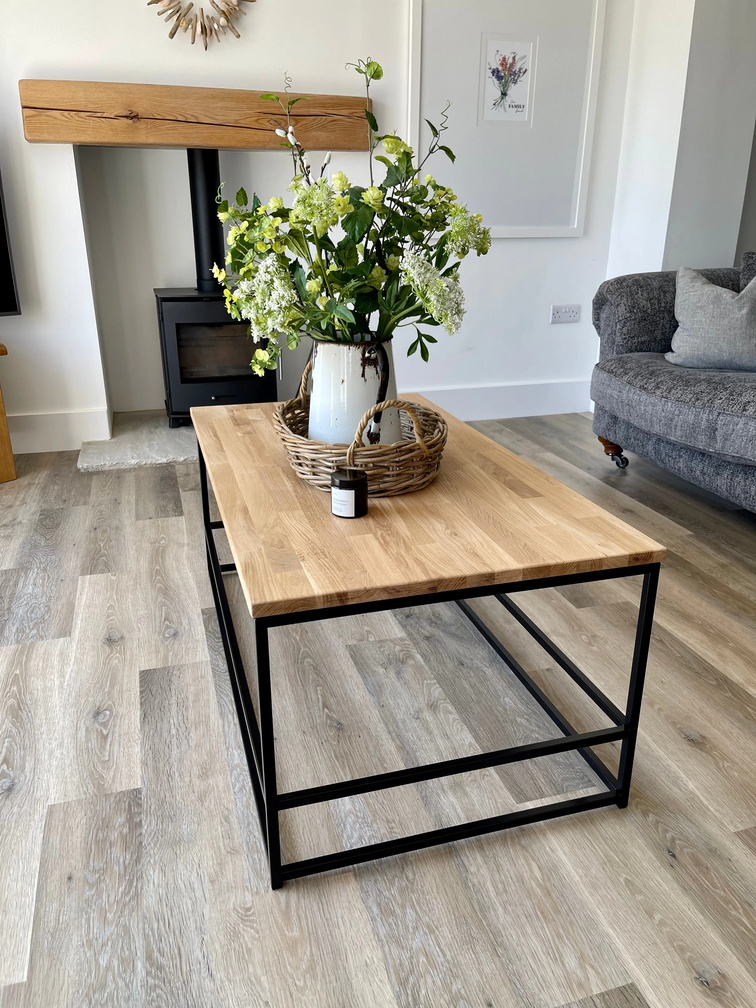 Oak Metal Coffee Table